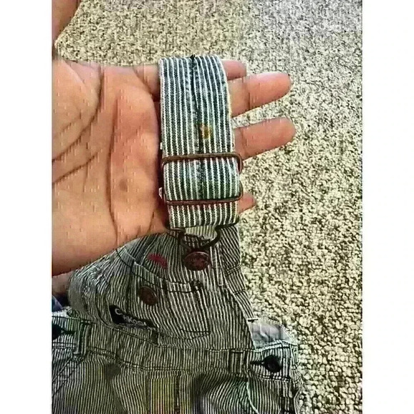 Vintage Osh Kosh B'gosh Vestbak Blue And White Striped Overalls Size 18 Mos - Picture 6 of 7